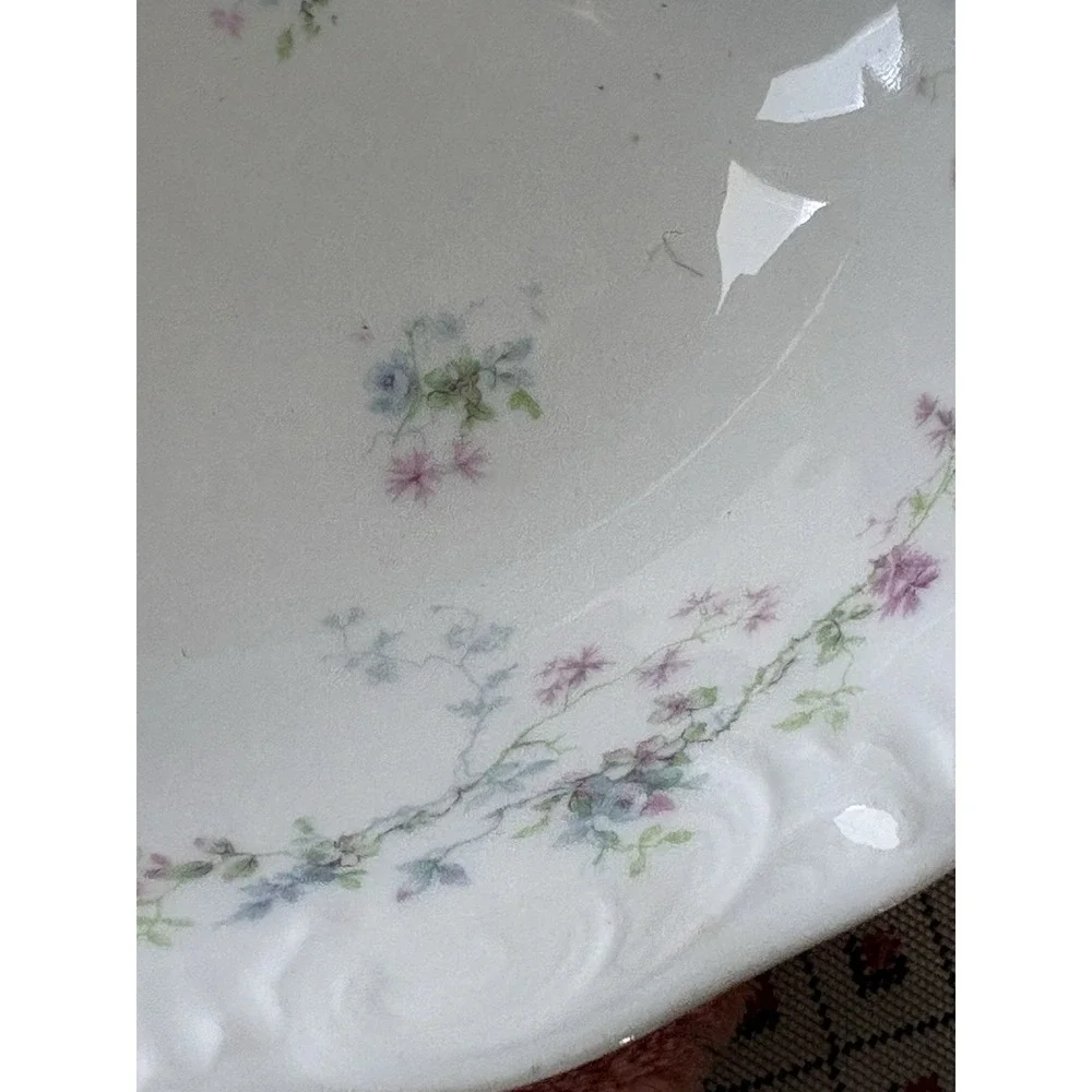 Theodore‎ Haviland Limoges SCHLEIGER Blue Pink Floral Oval Serving Veggie Bowl